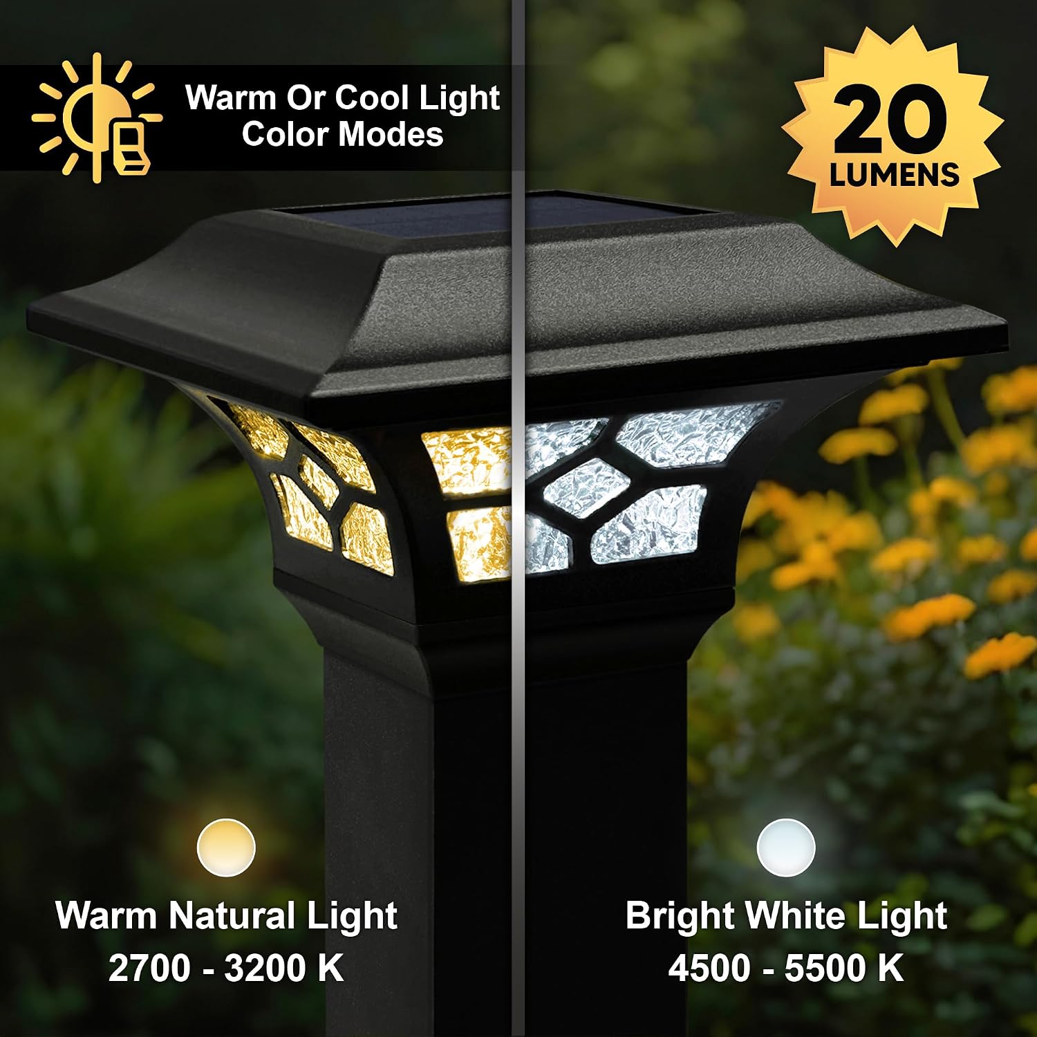 Classy Caps Kingston Solar Post Caps 8 Pack - Fits 2x2 2.5x2.5 3x3 Posts (Black)