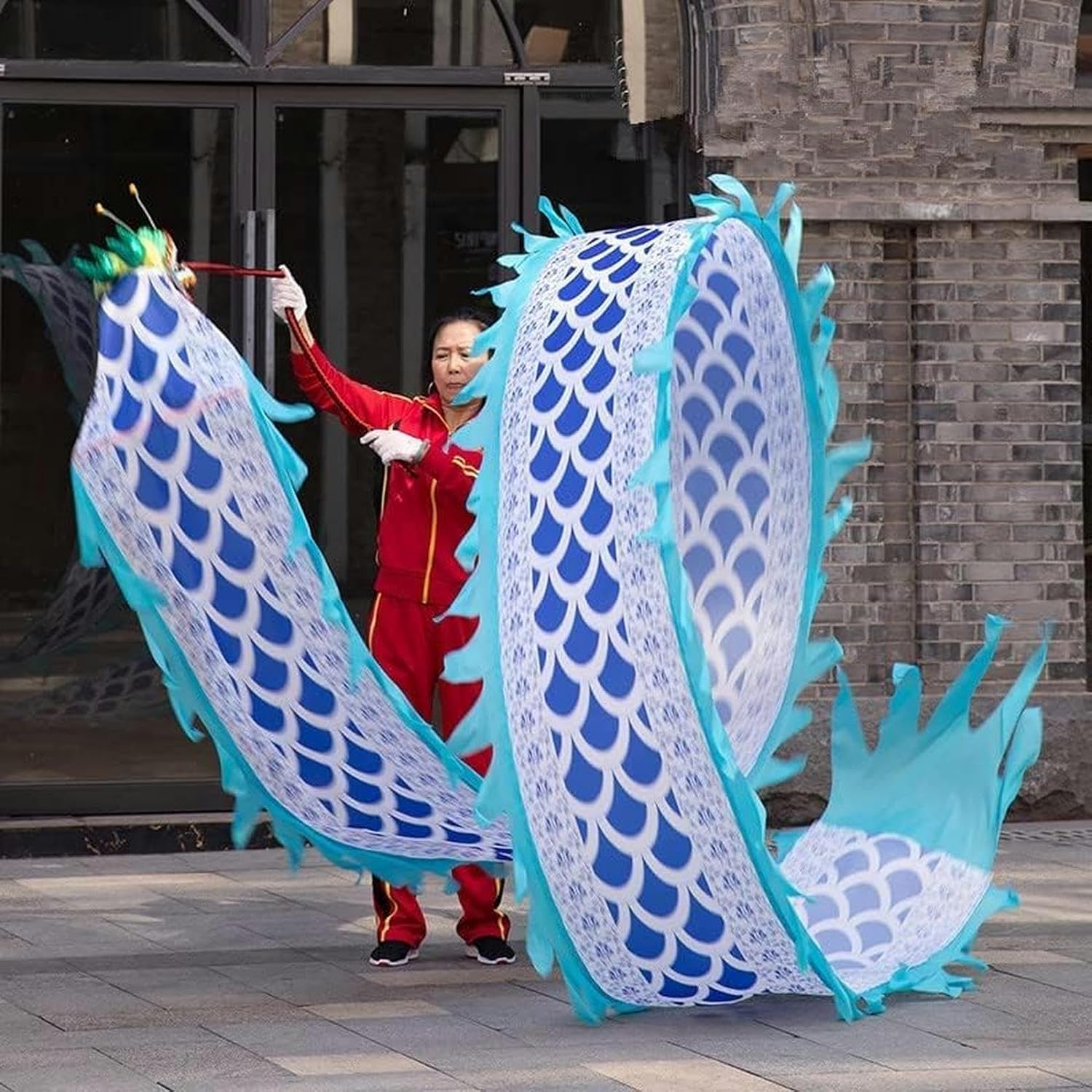 Chinese Dragon Dance 3D Dragon Ribbon Streamer Traditional Colourful Chinese Dragon Dance Colorful Dragon Silk 6m/8m Fitness Dragon Dance Interesting