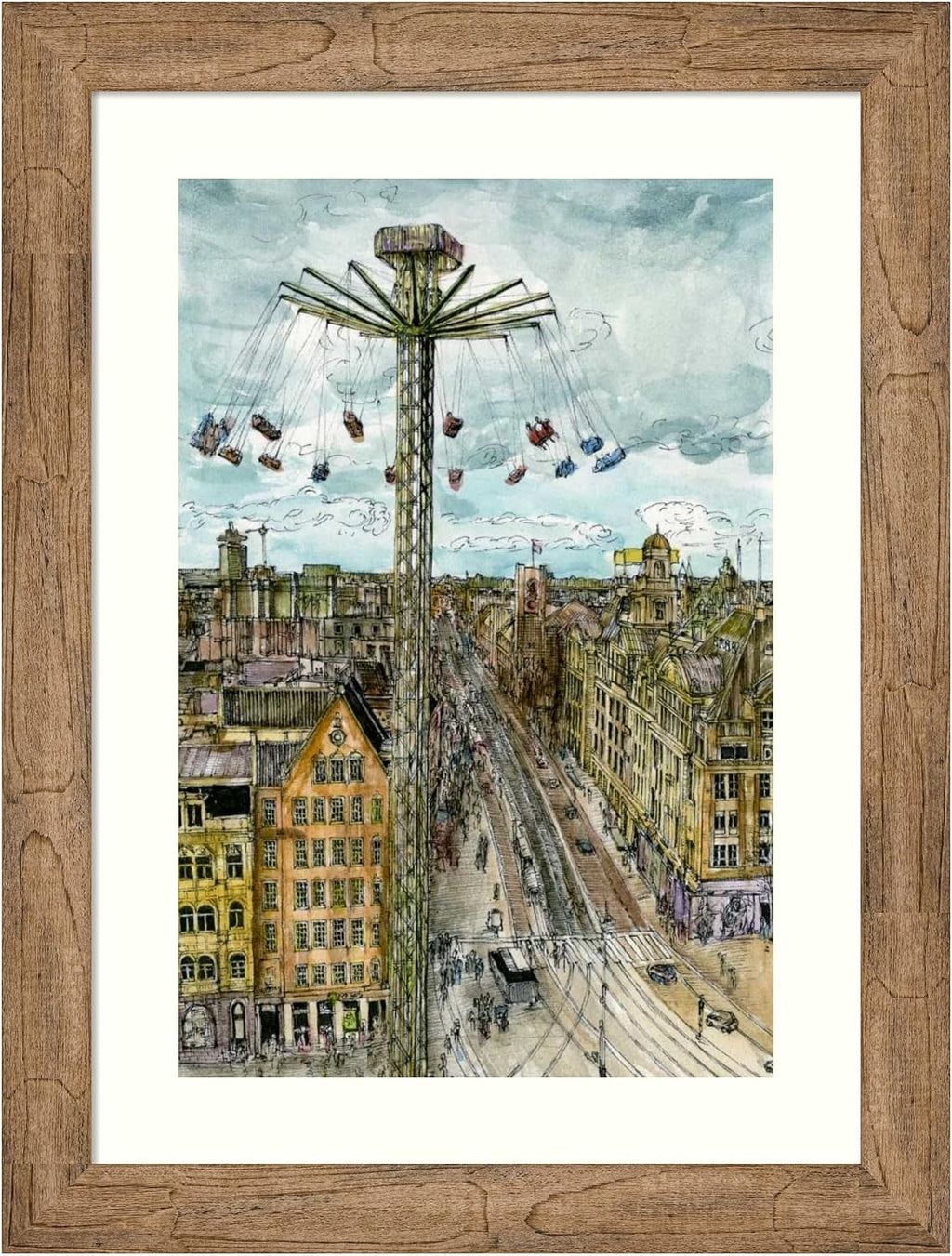 Amanti Art Framed Wall Art Print 28x21 European Afternoon IV by Melissa Wang, Cityscapes Wall Art, Industrial Urban Decor, Medium Poster Painting Artwork for Living Room, Bedroom, Bathroom, Kitchen,