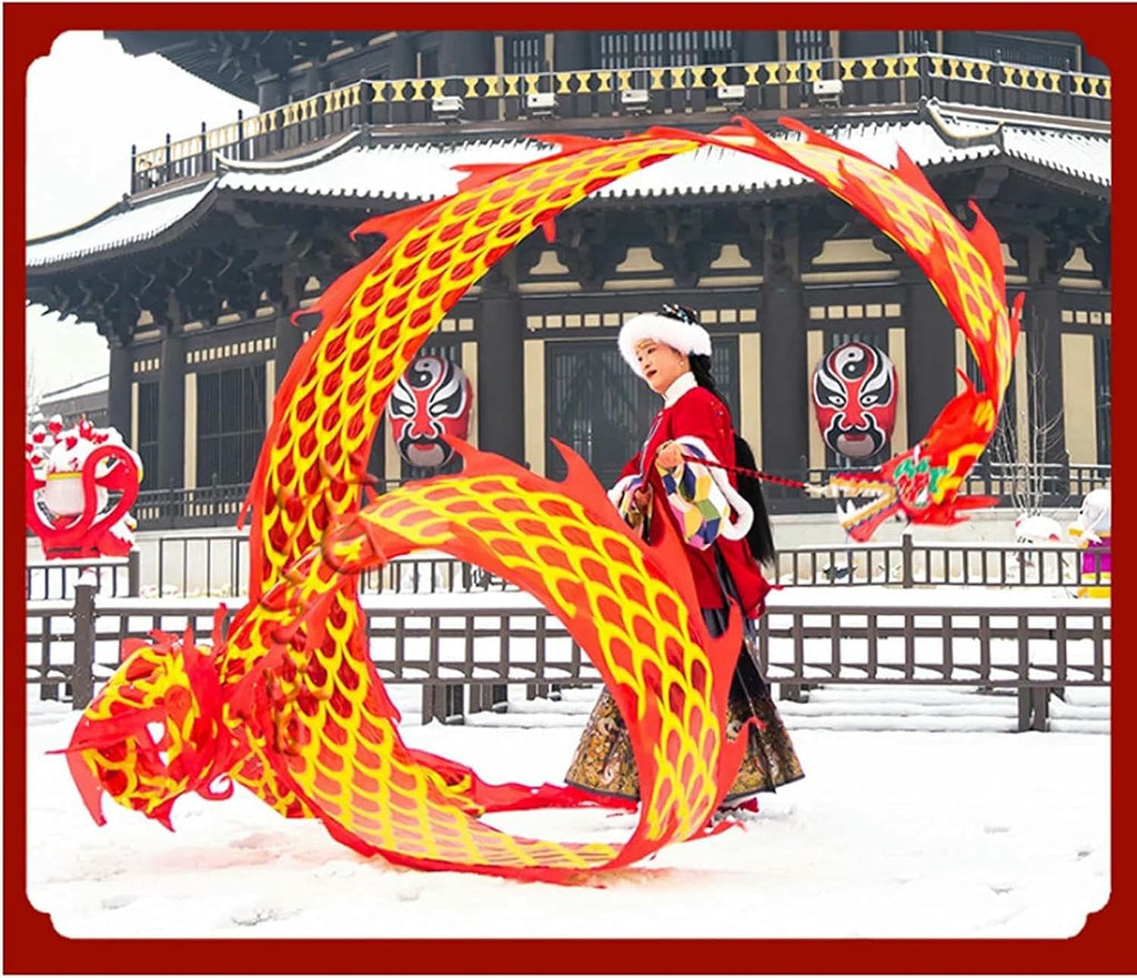 Chinese 3D Dragon Silk Dragon Dance Wu Long Ribbon Streamer Dragon and Lion Dance Props Outdoor Flinging Fitness Dragon Dance