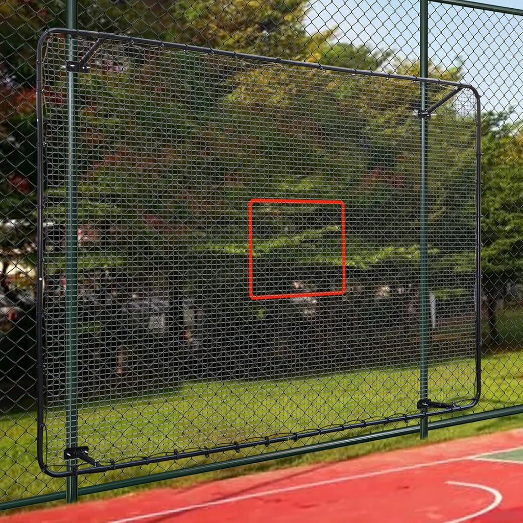 Fence-Mount Tennis Rebounder Net 12x8FT – Space-Saving Tennis Practice Wall with Adjustable Rebound Angle – Solo Training Net Fits Most Fence Poles, Heavy-Duty Frame for Outdoor Practice