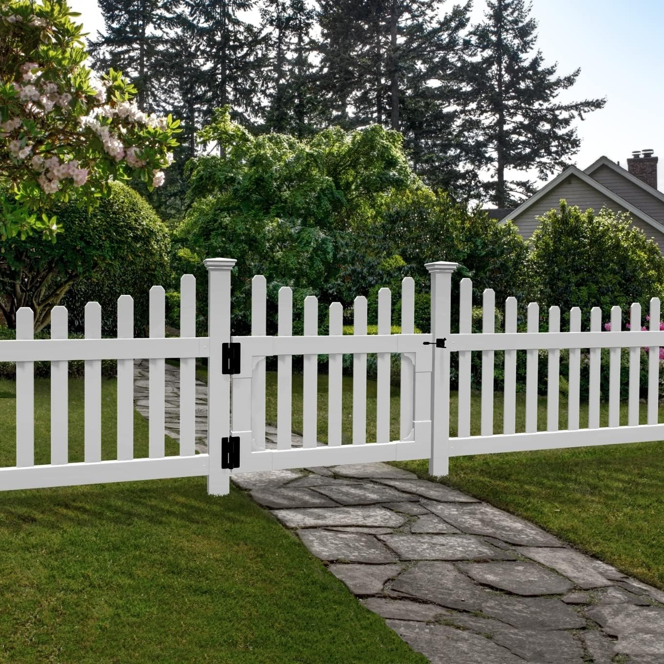 3ft H x 3.5ft W (1 Gate) No Dig WamBam All American Gate Kit, White Vinyl Picket Yard Fence Entry w/Hardware Included for All American Fence, Outdoor Access Door for Patio & Yard, ZP19043