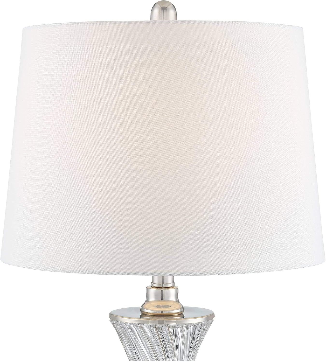 Regency Hill Luca Modern Table Lamps 25.5' High Set of 2 with USB Charging Port Glass Chrome Silver Metal White Fabric Drum Shade for Living Room Bedroom House Bedside Nightstand Home