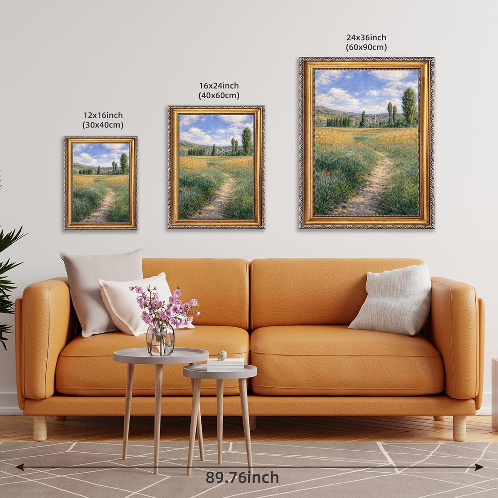 Large Framed Path on the Island of Saint Martin By Claude Monet Canvas Wall Art Countryside Wheat Field Landscape Oil Paintings Reproduction Poster European Artwork Print Home Decor 24x36inch