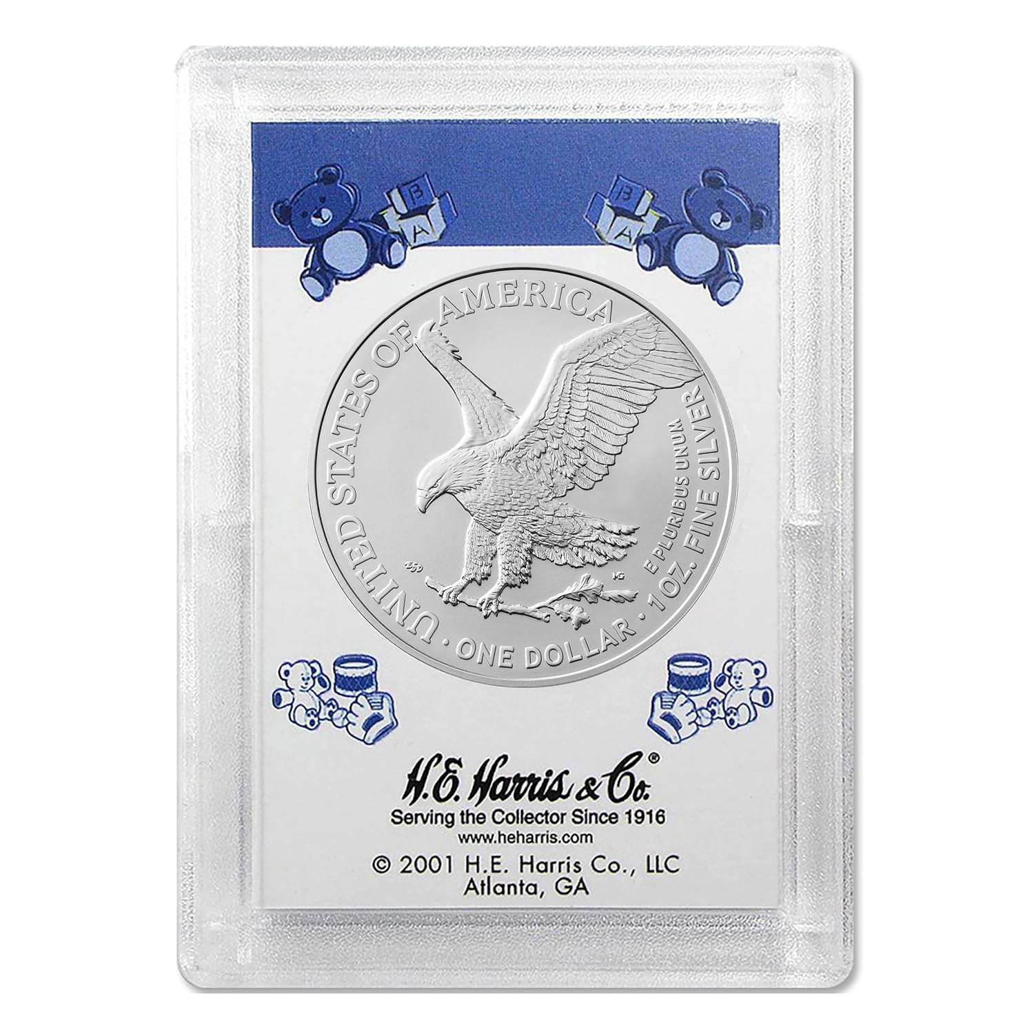 2026 U.S. Silver Eagle 1 oz Brilliant Uncirculated in 'It's a Boy' Holder with our Smyrnacoin Certificate of Authenticity Dollar Uncirculated US Mint