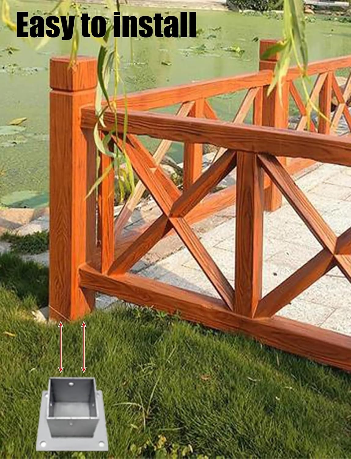 Post Support Base Galvanised Steel Post Holder Made for Wooden Structures,Brackets for Garden Pergola,Porch Railing,Mailbox Mount,Deck Support Anchor Kit(15x15x10cm/5.9x5.9x3.9in)