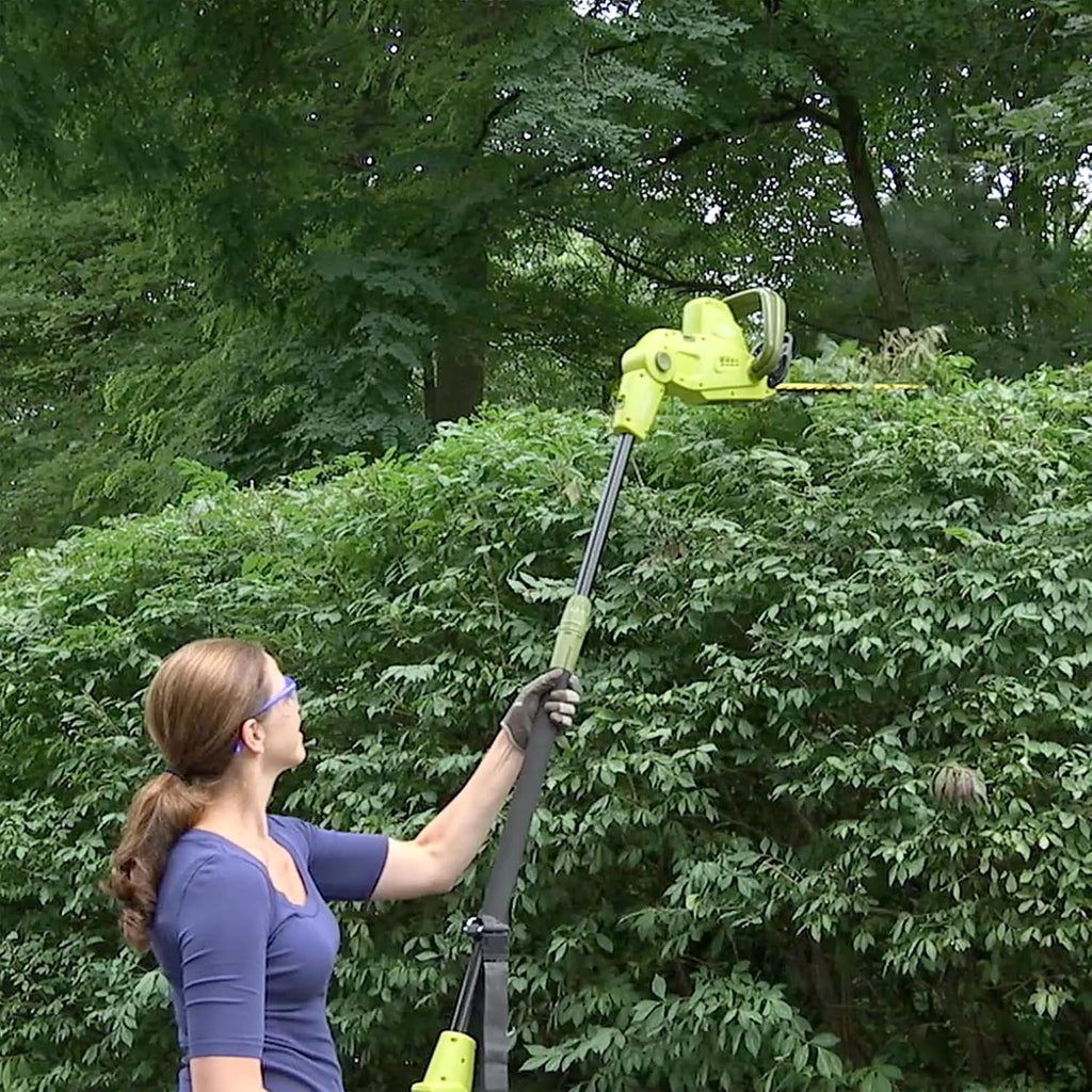 Sun Joe 4.5-Amp Electric Pole Hedge Trimmer, Multi-Angle Telescopic Garden Cutter, 19-Inch