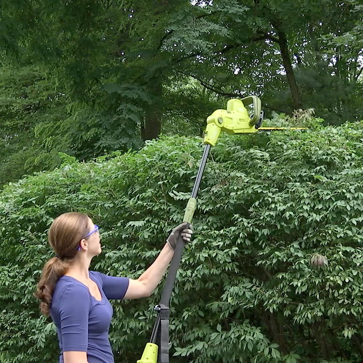 Sun Joe 4.5-Amp Electric Pole Hedge Trimmer, Multi-Angle Telescopic Garden Cutter, 19-Inch