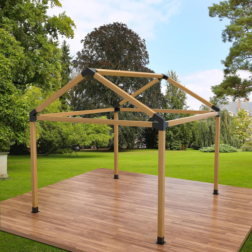 Heavy Duty 30°Slanted Roof Wall Mount 4x4 Pergola Bracket Kit,Angled Construction Pergola Hardware for Outdoor Wood Pergolas, Gazebo, Sheds