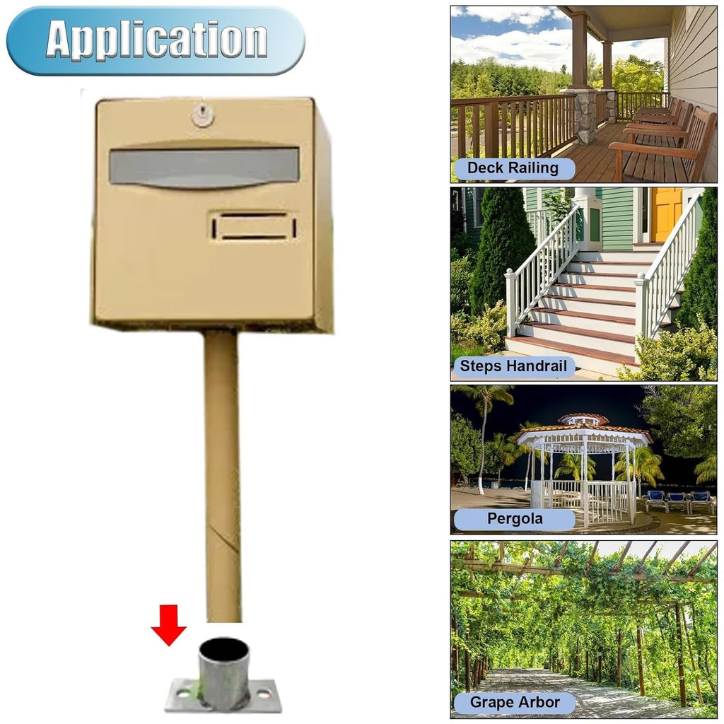 Round Post Base Bracket, Heavy Duty Mailbox Mounting Anchor/Fence Column Pole Mount Bracket for Wood Concrete Floors Metal Post, Post Sleeve 2 3 4 5 6 7 Inch Dia(10 pcs,Dia 100 mm/3.9 in)