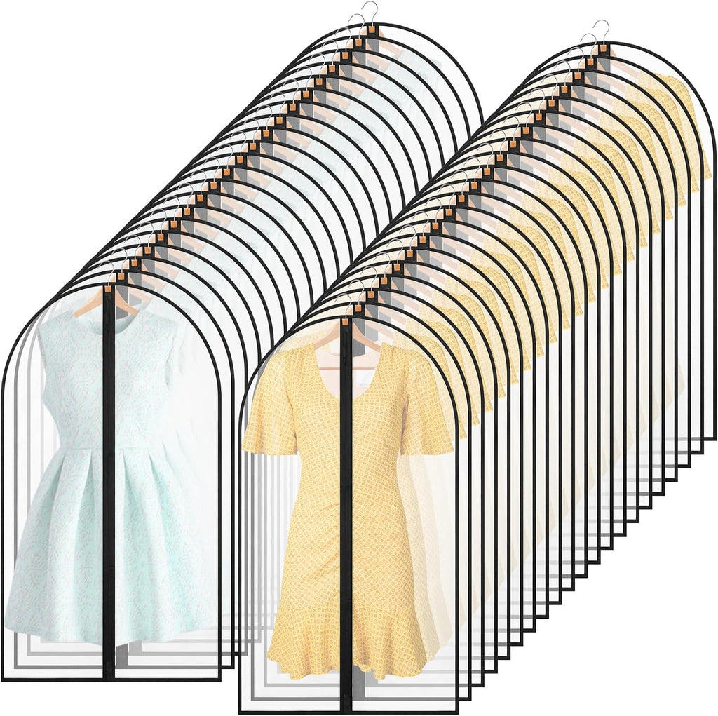 Sintuff 160 Pcs 24'' x 40'' Translucent Garment Bags for Hanging Clothes Cover with Black Full Zipper Hanging Travel Garment Cover Bags for Suits, Coats Storage