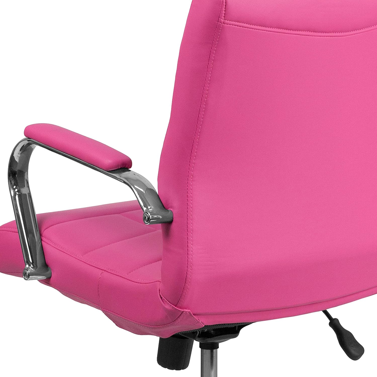 Flash Furniture Vivian Mid-Back Pink Vinyl Executive Swivel Office Chair with Chrome Base and Arms