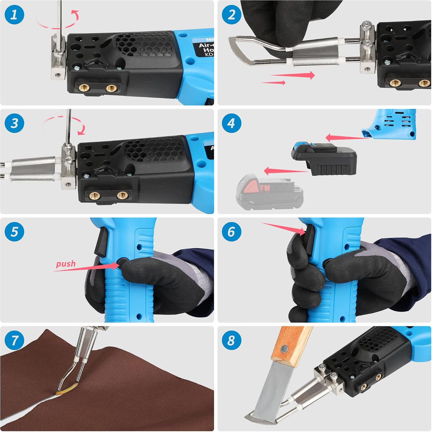 Cordless Air Cooling Pro Electric Hot Knife, Bare Machine 3 Blades Fabric Cutter & Rope Cutting Tool with Heavy-Duty Case & Battery Adapter compatible with MWK Battery Not Included