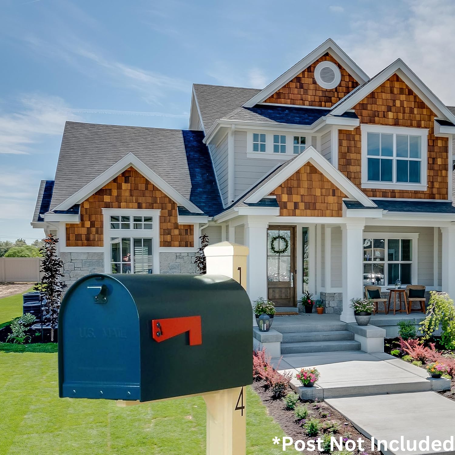 Special Lite Rigby Curbside Mailbox - Blue Aluminum Mailbox for Post Mount - SCR-1016A-BLU