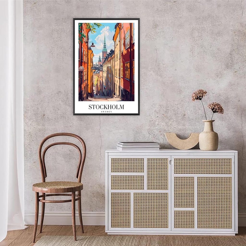 Trendy Stockholm Travel Posters Funky Europe Sweden City Canvas Wall Art Stockholm Cathedral Sights Prints Painting For Apartment Home Bedroom Dorm Wall Decor 24x36in Framed