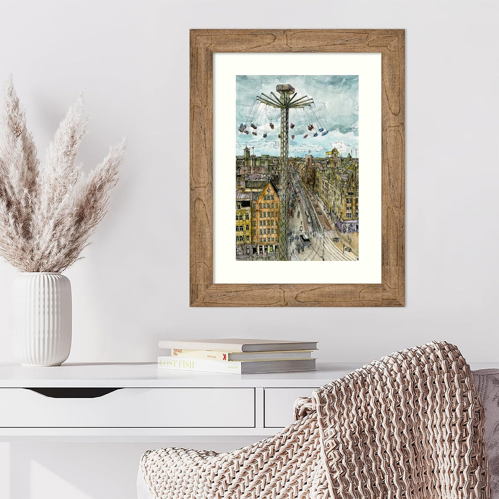 Amanti Art Framed Wall Art Print 24x18 European Afternoon IV by Melissa Wang, Cityscapes Wall Art, Industrial Urban Decor, Small Poster Painting Artwork for Living Room, Bedroom, Bathroom, Kitchen,