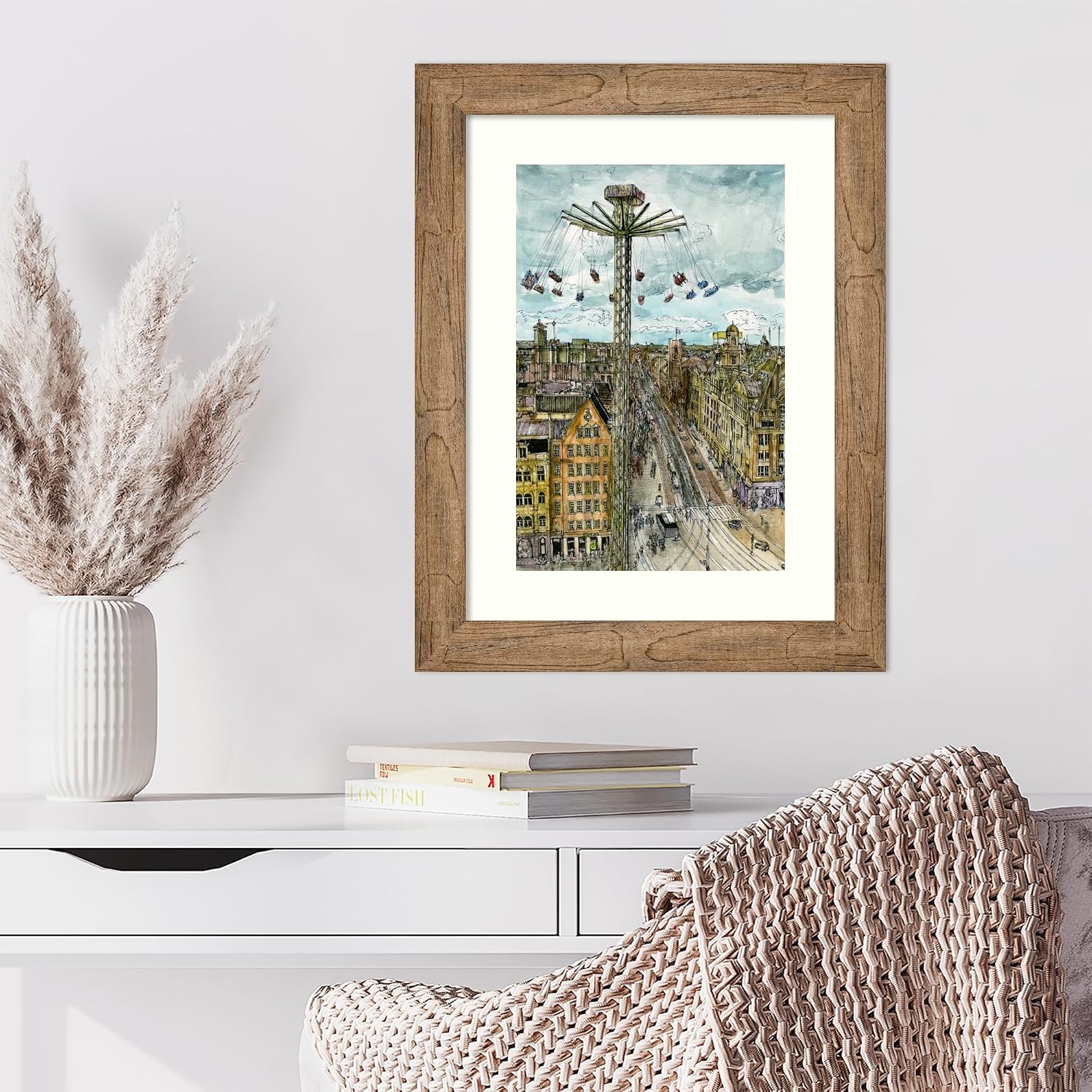 Amanti Art Framed Wall Art Print 24x18 European Afternoon IV by Melissa Wang, Cityscapes Wall Art, Industrial Urban Decor, Small Poster Painting Artwork for Living Room, Bedroom, Bathroom, Kitchen,