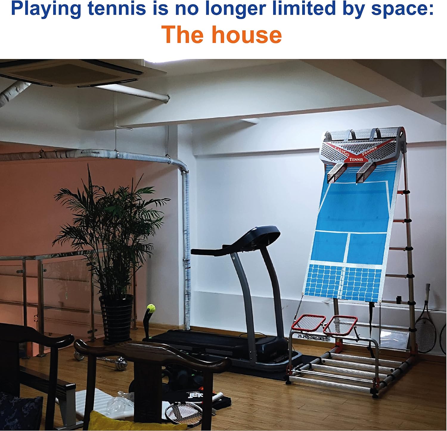 EasyGo Product Tennis Trainer – Professional Practice Training Equipment – Real Workout – Ball Drops from Random Holes so Never The Same-Patented