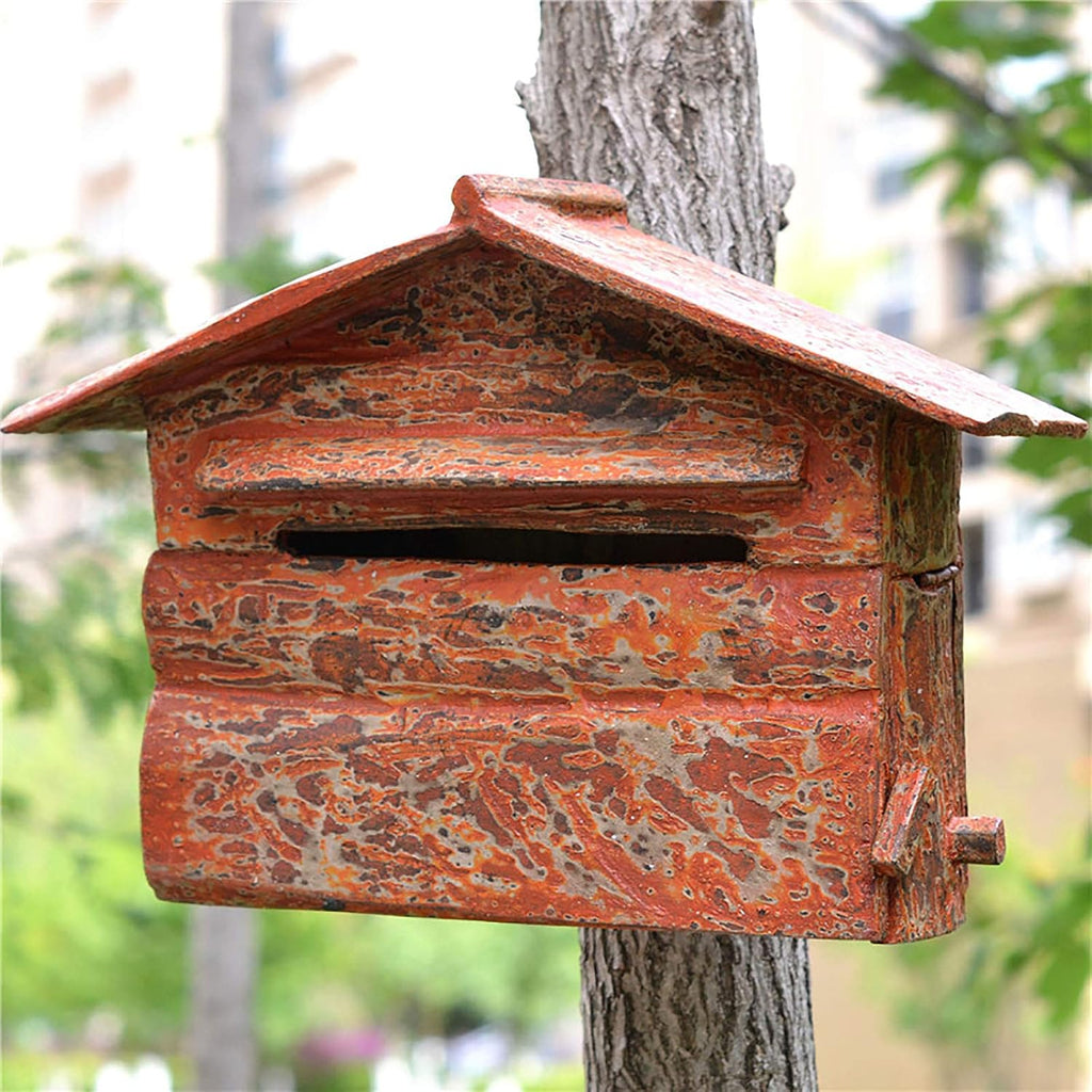 Vintage Wooden Outside Wall Mount Post Box Mailbox Letterbox Photography Props Mural Wedding Bar Cafe Window Display 40x26x14cm