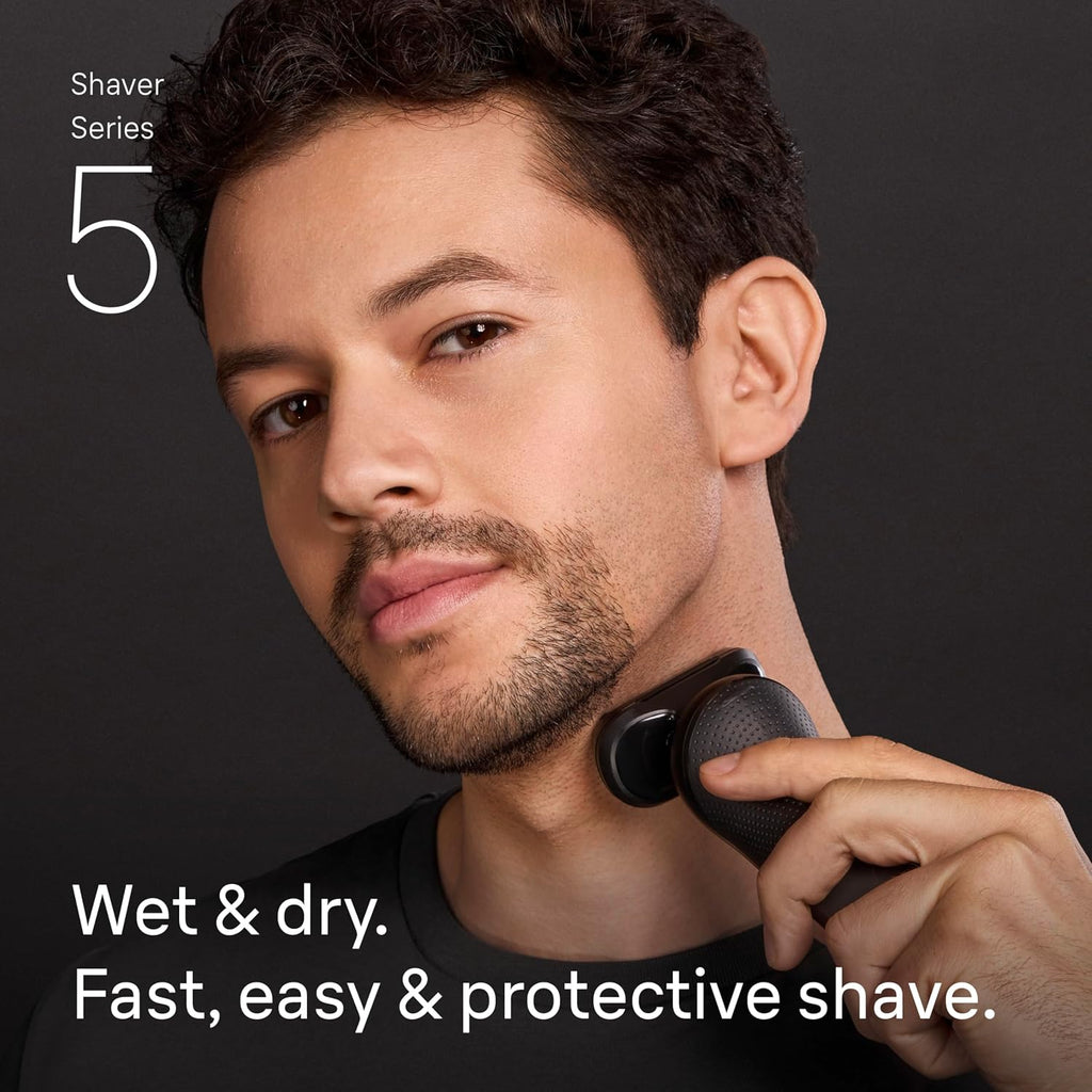 Braun Series 5 Electric Shaver for Men, Wet & Dry Foil Razor, 4-in-1 Clean & Charge Center, Precision Trimmer Attachment, Replacement Shaver Head, Black 5165ps