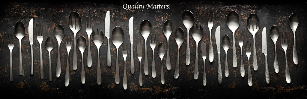 Danialli Matte Silverware Set, 18/10 Stainless Steel Satin Flatware, Modern Brushed Finish Cutlery, Dishwasher Safe & Durable, Built to Last (40-Piece, Marettimo)