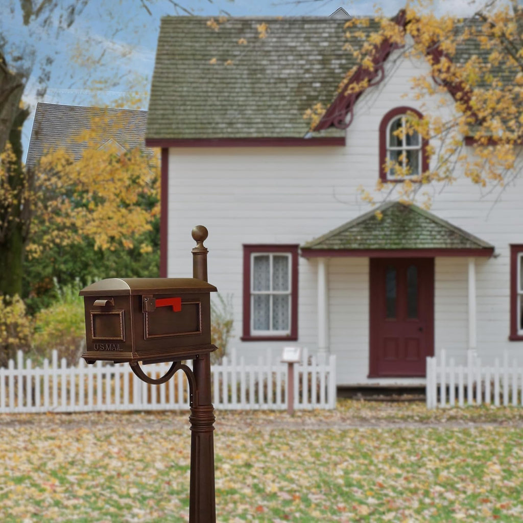 Special Lite Traditional Curbside Mailbox with Ashland Post - Copper Mailbox with Aluminum Post - SCT-1010_SPK-600-CP