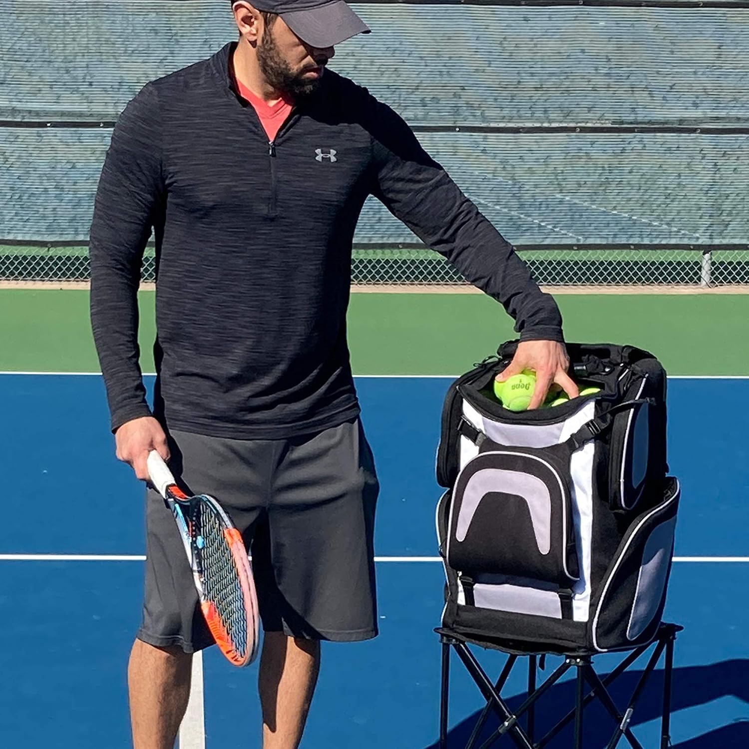 Rover Sports The Packhopper - Tennis Backpack and Ball Hopper in One - Tennis Ball Cart - Tennis Racket Bag and Ball Picker Upper also available for Pickleball