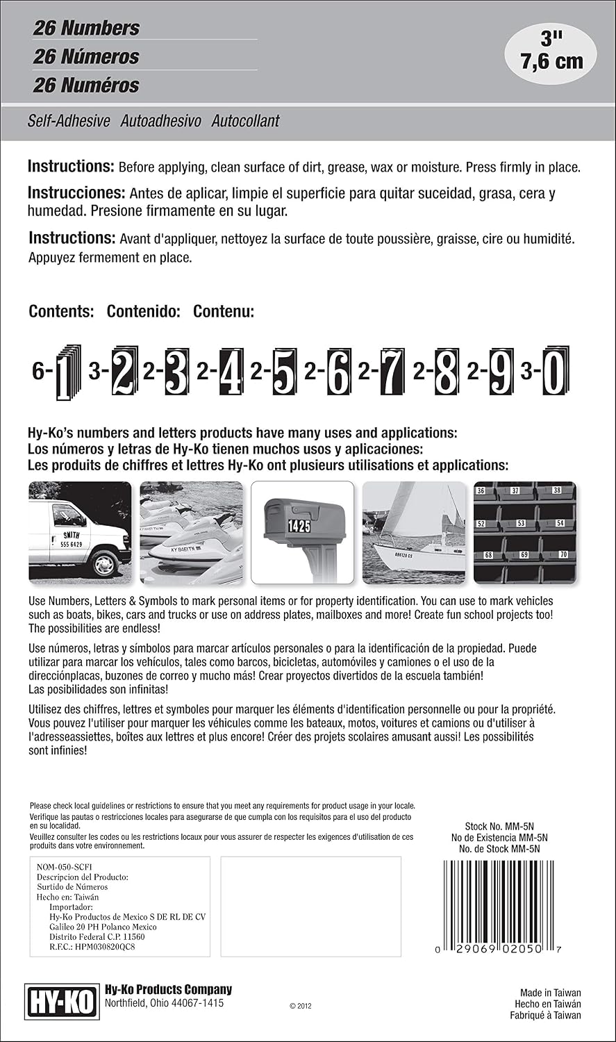 Architectural Mailboxes Stratford Plastic Mailbox and Post Kit, SC000BAM, Black, Medium Capacity & Hy-Ko Products MM-5N Self Adhesive Vinyl Numbers 3' High, Black & Gold, 26 Pieces