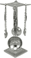 Crosby & Taylor Dragonfly Pewter Measuring Spoon Set on Pewter Display Post