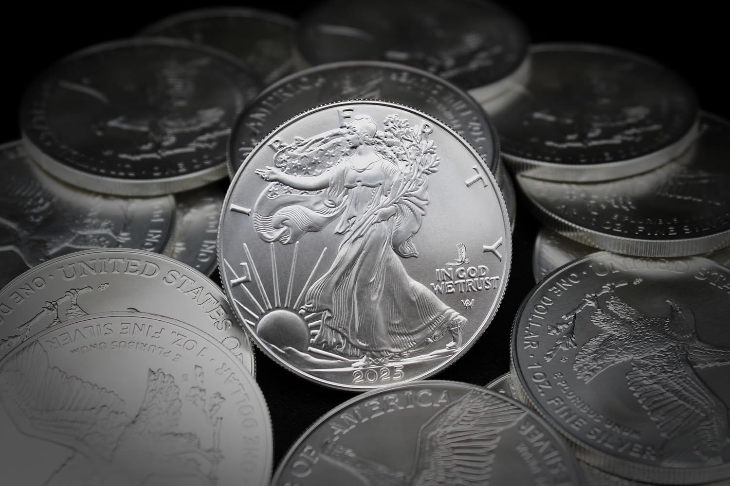 2025 - Lot of (10) 1 oz American Silver Eagle Coin Brilliant Uncirculated (Eagle Privy) with Certificates of Authenticity $1 Seller BU