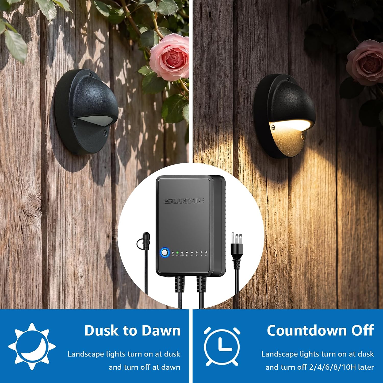 SUNVIE All-in-One Low Voltage Deck Lights Kit, 8 Pack 5W Low Voltage Landscape Lighting with 60W Transformer 100FT Wire and Connectors, 3000K 12-24V AC/DC LED Deck Step Lights for Fence Post Patio