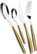 BUGATTI, Glamour 24 Piece Cutlery Set 18/10 Stainless Steel with Gold Handle 6 Person Cutlery Set 6 Spoons 6 Forks 6 Knives 6 Teaspoons