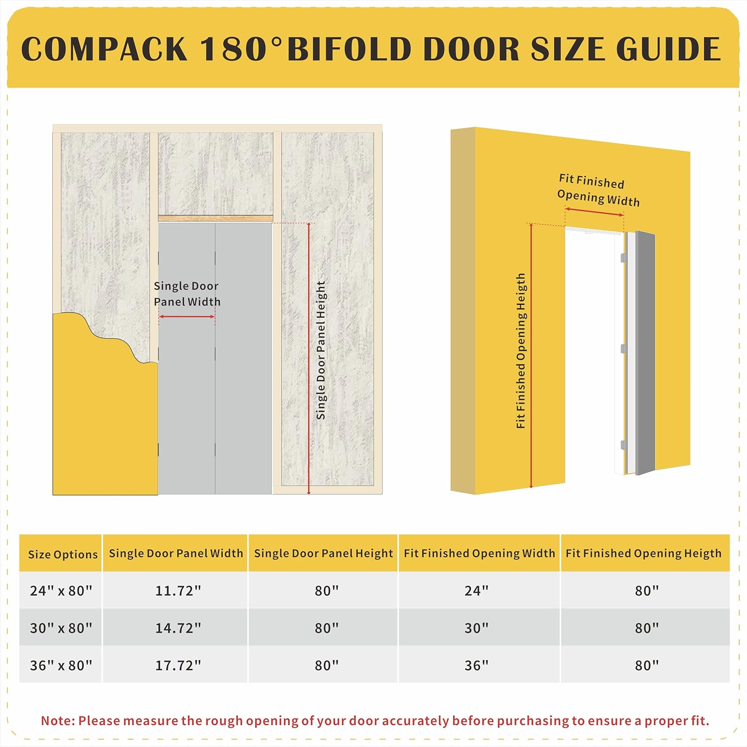 180 Degree Bifold Door, for 30″x 80″ Door Openings, White 1-Lite Mirrored Folding Door with Hinges Hardware Set, Full Access Bifold Closet Doors Perfect for Room Dividers
