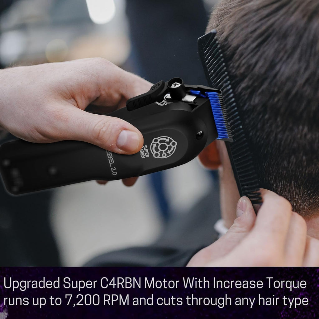 Stylecraft Rebel 2.0 Hair Clipper, Super C4RBN Motor with DLC and Ceramic Blades, USB-C Rechargeable, Cord/Cordless Haircutting