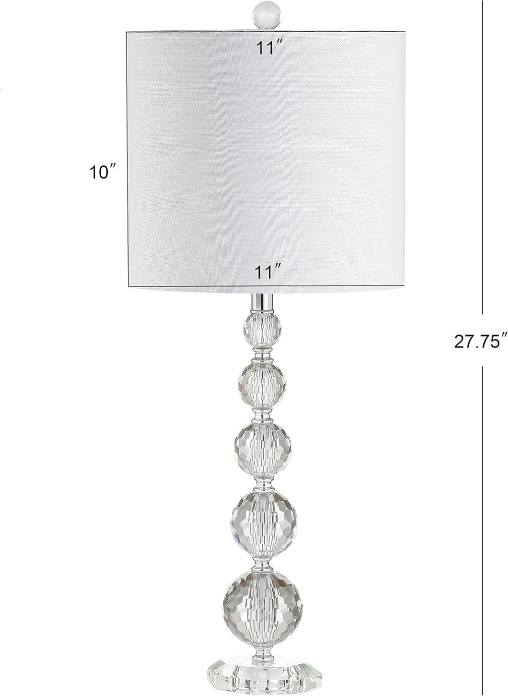 JONATHAN Y 28.5' Clear Crystal Faceted Orb Table Lamp Set of 2, Modern Glam Chrome Bedside Lamps for Living Room, White Linen Drum Shade, UL Listed, LED Bulbs Included JYL5002A-SET2