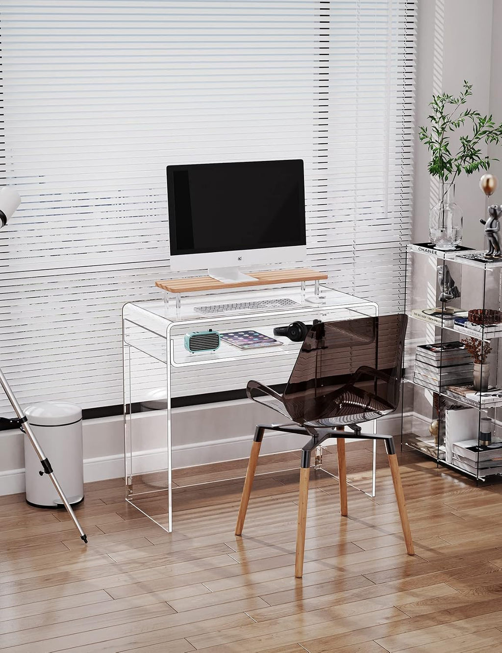 Acrylic Desk Laptop Study Table Home Office Console Table Entrance Tables, 33.5'' x 15.7'' x 29.5'' (Clear)