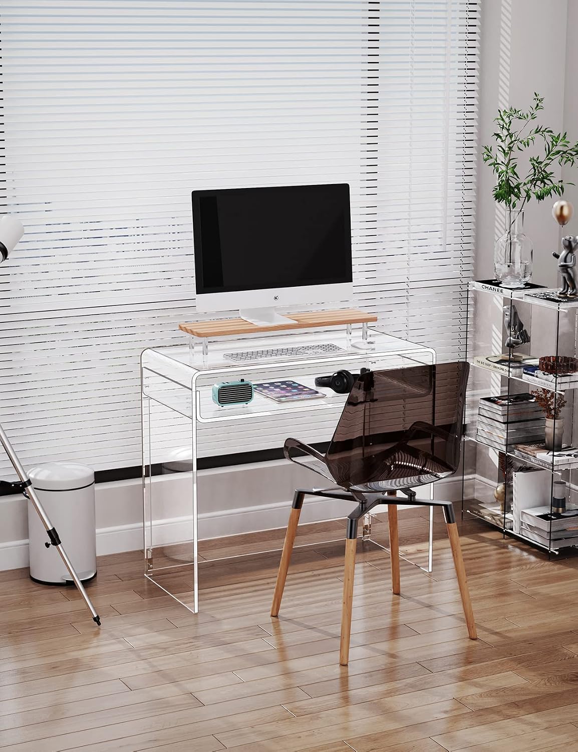 Acrylic Desk Laptop Study Table Home Office Console Table Entrance Tables, 33.5'' x 15.7'' x 29.5'' (Clear)