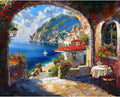 30 Original Mediterranean painting, Archway to MED Sea, scenery wall art seascape painting restaurant decor living room bedroom, handmade acrylic art Mediterranean on canvas by college teachers 2