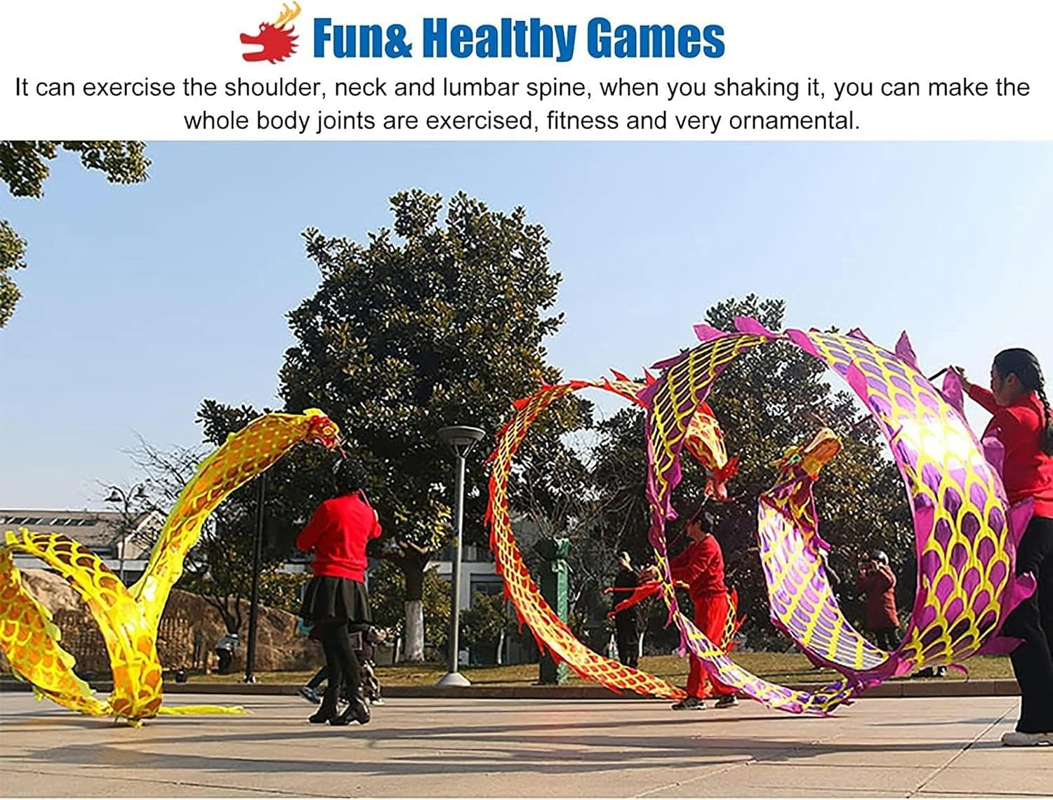 Chinese Dragon Dance 3D Dragon Dance Ribbon Slope Dragon Throw Streamer Silk-Like Flowy Chinese Dragon Ribbon Streamer + Travel Bag Interesting
