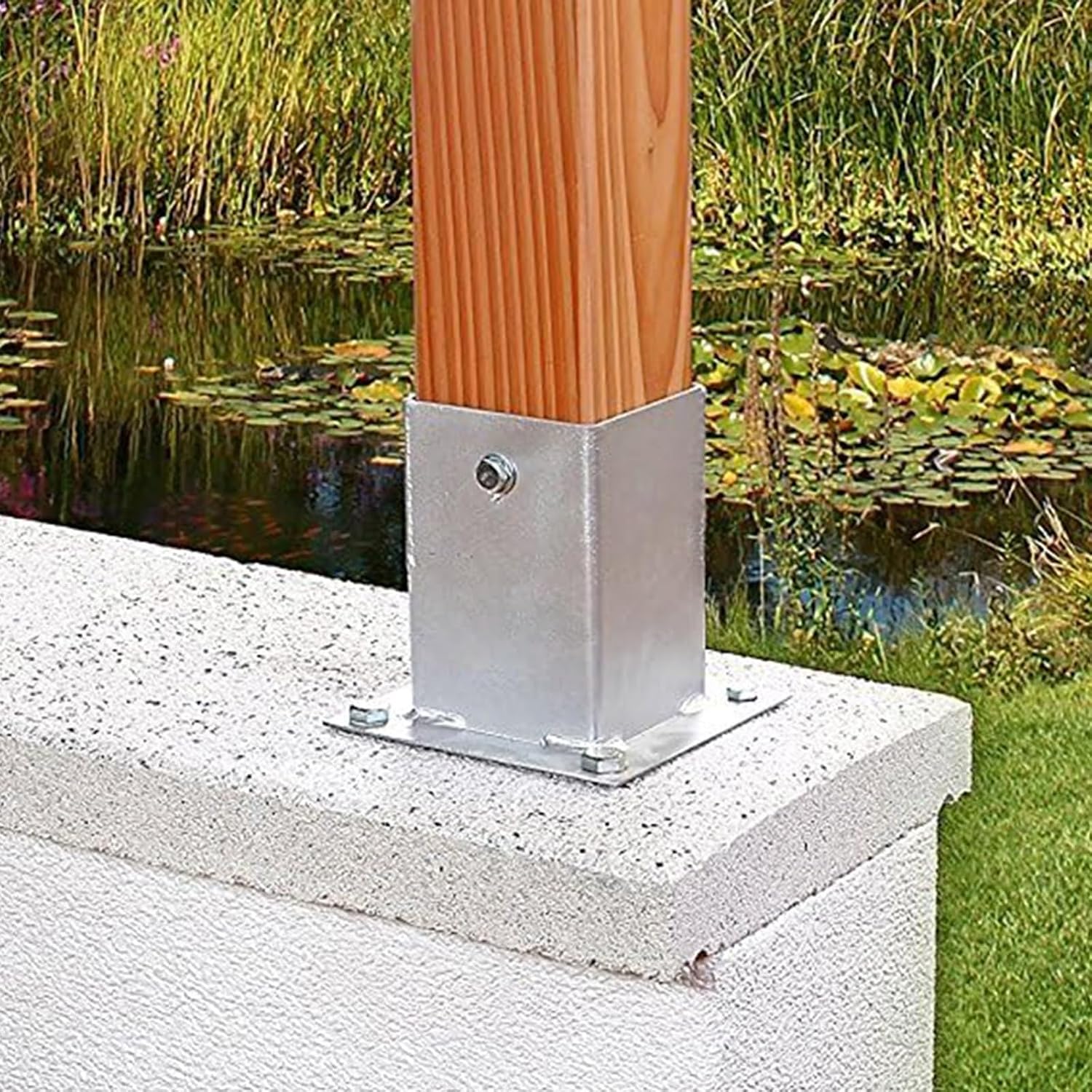 BABYCE Stainless Steel Fence Post Bracket Decking Post Base for Deck Porch Handrail Railing Support, for Concrete, Pergola Stand Boots/Square Mailbox Post Anchors(190x190 mm (7.5x7.5 in))