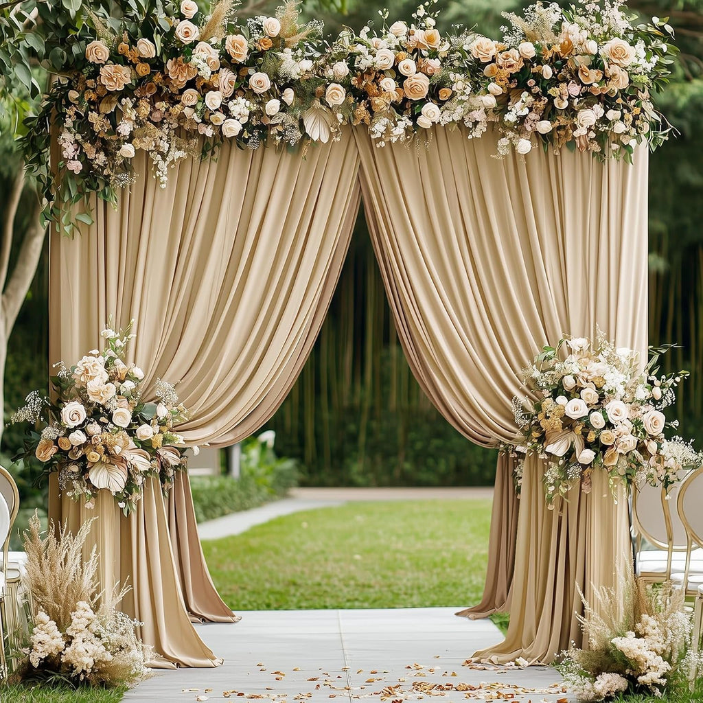50ftx10ft Wrinkle Free Champagne Backdrop Curtains for Parties, 10 Panels 5x10ft Thick Polyester Backdrop Drapse for Weddings Birthday Photography Background Curtains