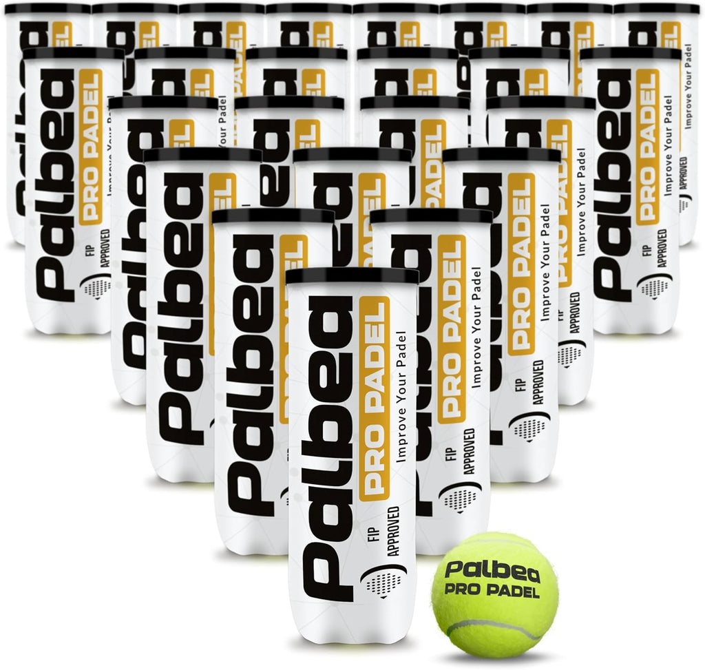Palbea PRO Padel Balls. 6/12/24 Tubes of 3 Padel Tennis Balls FIP Approved | Paddle Balls made of HV Felt for Training and Tournament. Suitable for Any Surface or Sites.