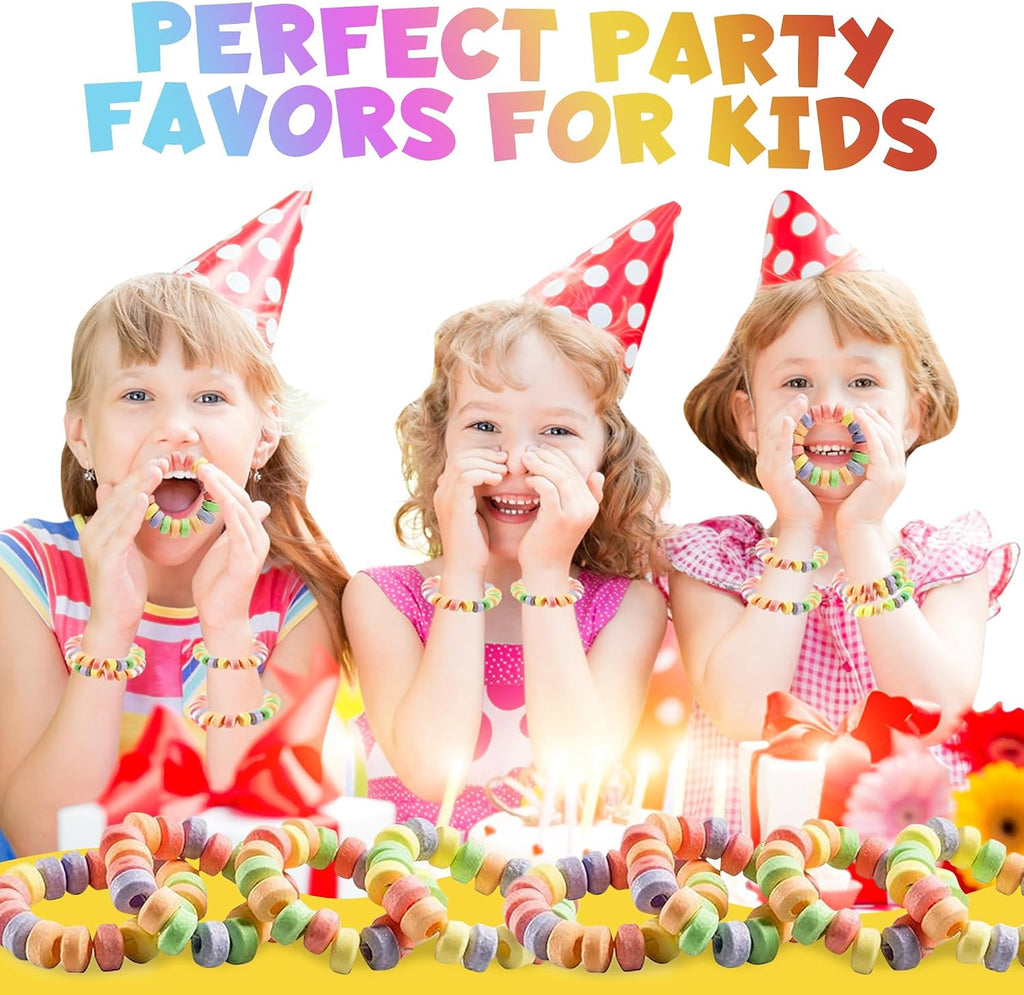 Candy Bracelets - Bulk Case 864 Pcs, Individually Wrapped - 2.5 Inch Candy Jewelry Bracelets, Stretchable, Edible, Colorful Fruit Flavor Rainbow Candies for Novelty Party Favor Supplies & Goodie Bags