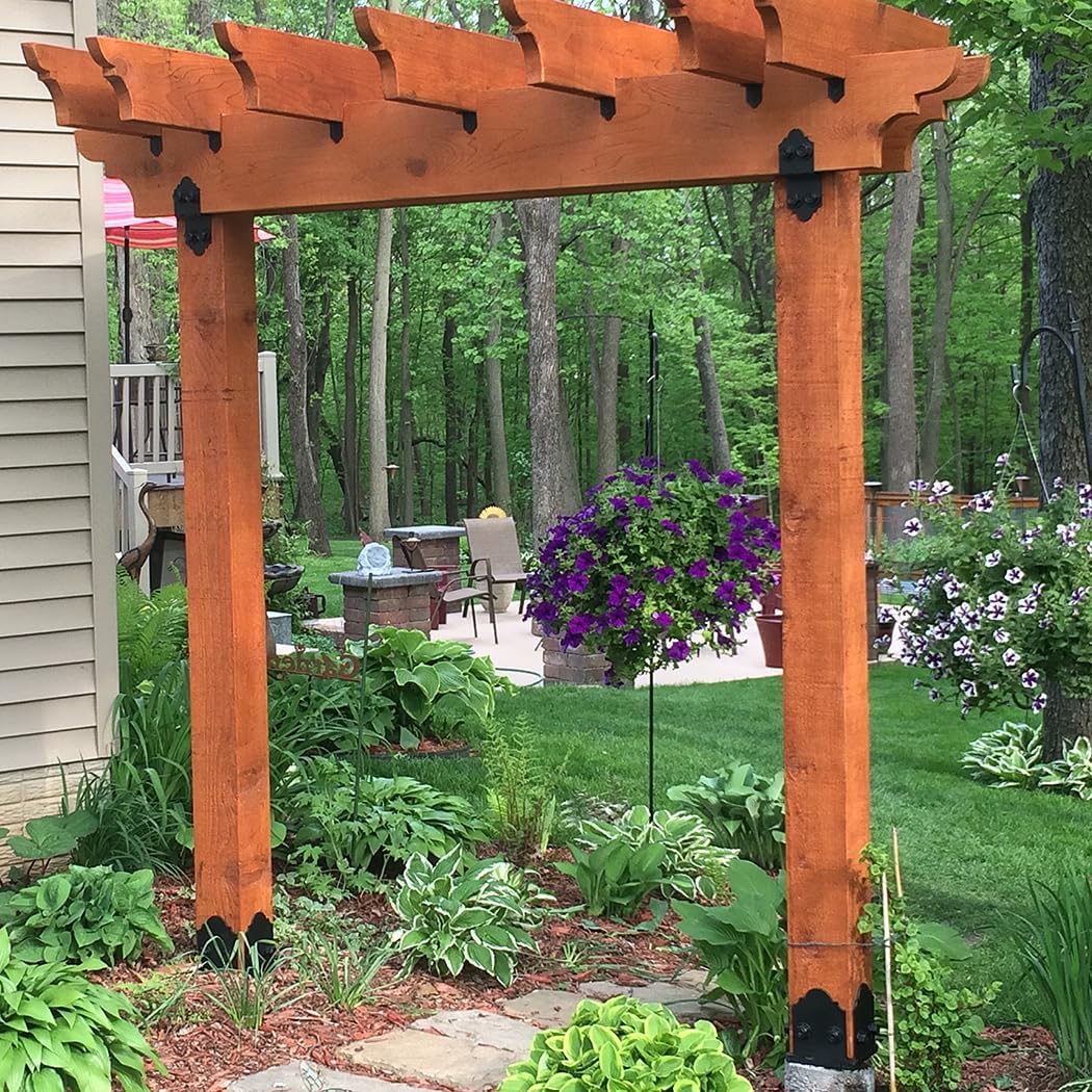 Ozco Laredo Sunset 10x10 Post Base Kit, Includes Decorative Plates, Hex Cap Nuts, OWT Timber Screws, Galvanized Steel for Pergolas | 56605