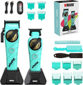 WMARK Professional 2-Piece Haircut Kit for Barber - High-Speed Clipper (7500/8500rpm) & Detail Trimmer (6500/7500rpm), Ceramic Blades, Rechargeable Lithium-Ion Batteries, NG-8613 KIT (Blue)