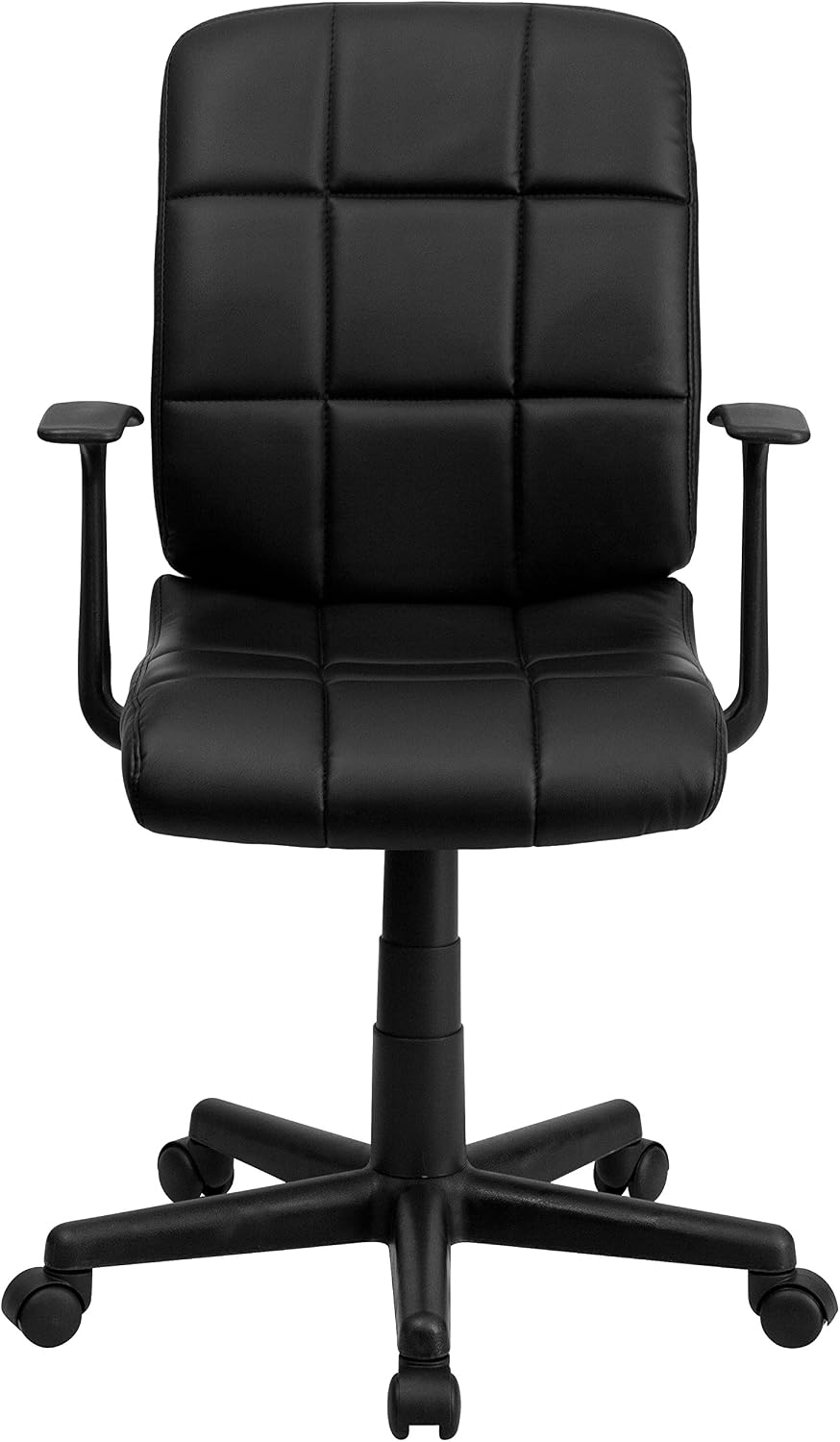 Flash Furniture Clayton Mid-Back Black Quilted Vinyl Swivel Task Office Chair with Arms