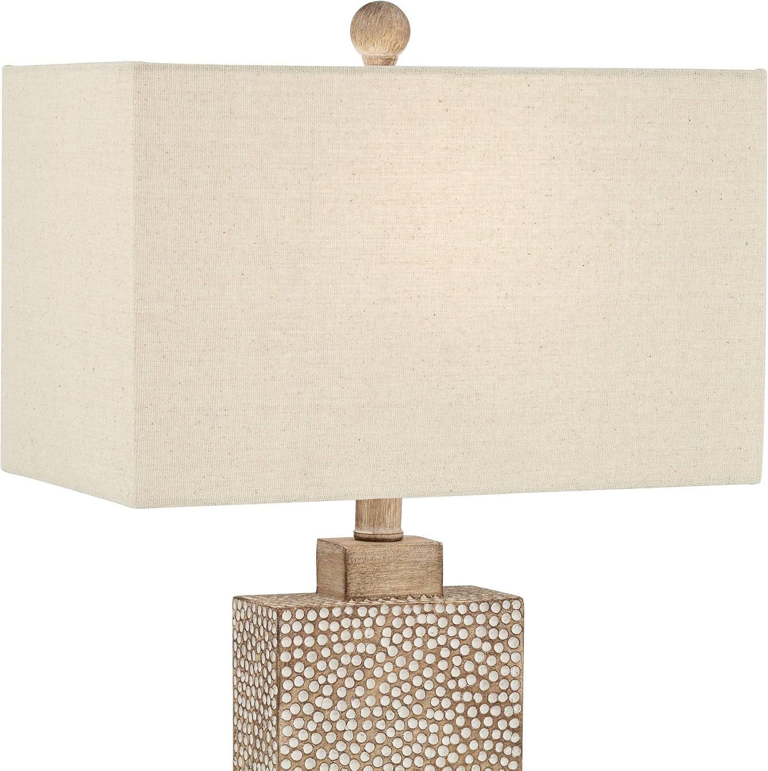 360 Lighting Caldwell Rustic Farmhouse Table Lamps 26 3/4' Tall Set of 2 Earth Tone Faux Wood Hammered Oatmeal Fabric Rectangular Shade for Bedroom Living Room House Home Bedside Nightstand