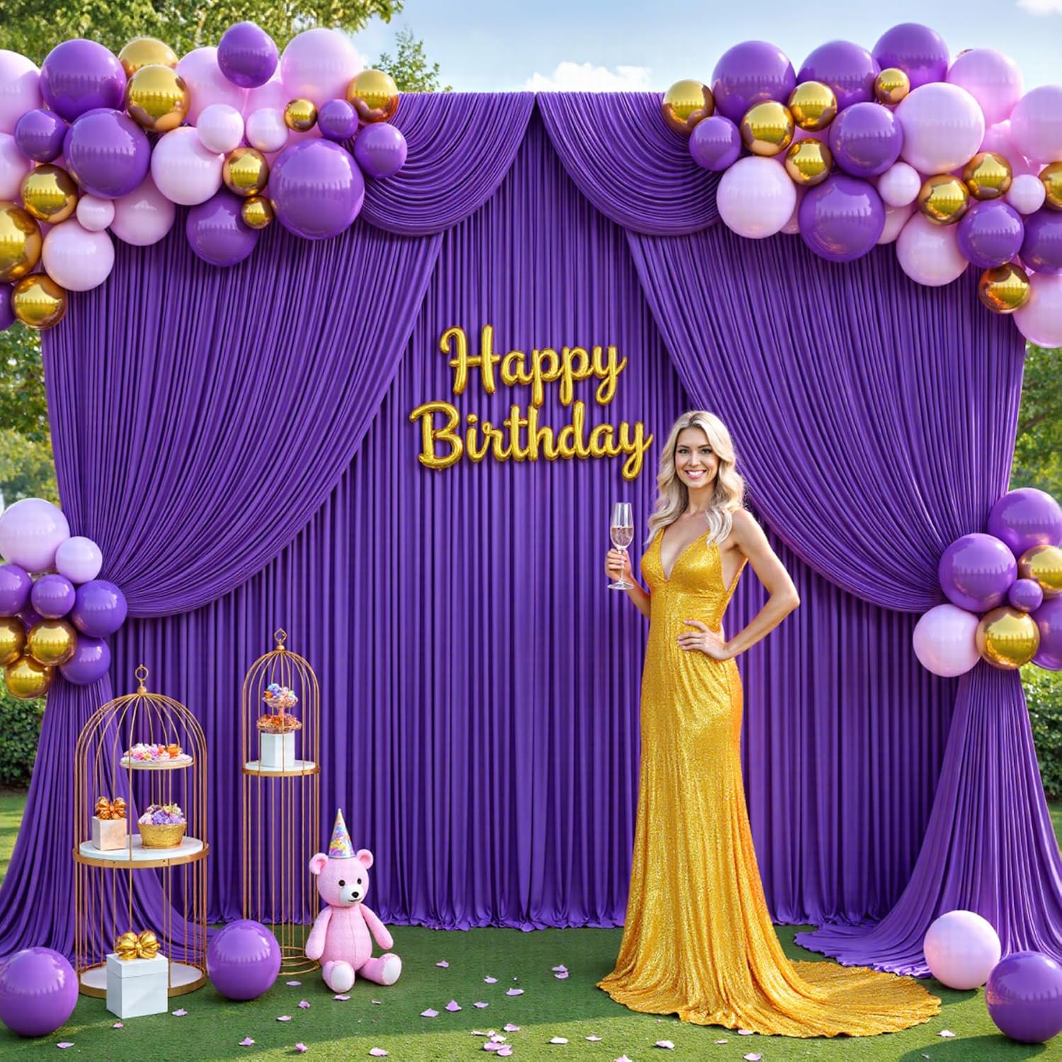 50ft x 12ft Purple Backdrop Curtains Wrinkle Free Backdrop Curtain for Wedding Parties Purple Fabric Backdrops Drapes Back Drop Cloth Bridal Shower Stage Curtains Wedding Decorations for Reception