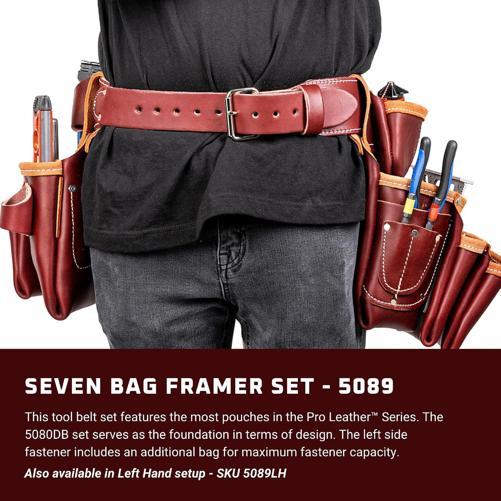 Occidental Leather Seven Bag Framer Set - Large - 23 Pockets & Tool Holders - Premium Top-Grain Leather - Made in USA