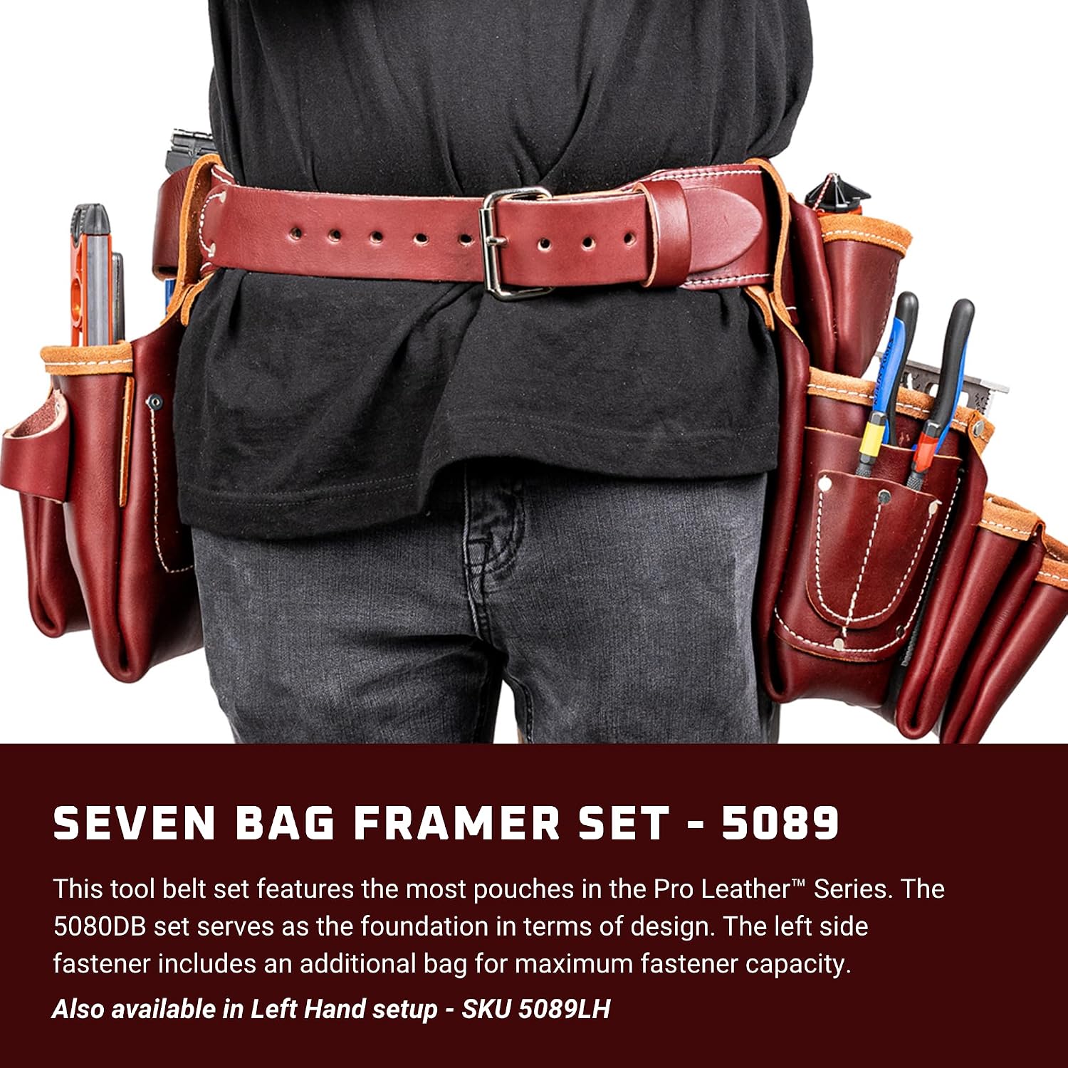 Occidental Leather Seven Bag Framer Set - Medium - 23 Pockets & Tool Holders - Premium Top-Grain Leather - Made in USA